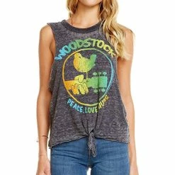 Chaser Woodstock Tie Front Muscle Tank