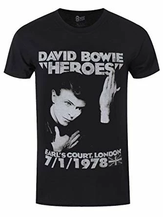Music & Band Tees David Bowie Heroes Black Unisex Tee T-Shirt.