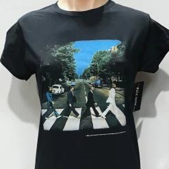 Famous Rock Shop The Beatles Abbey Road Women's Black T Shirt