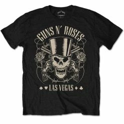 Famous Rock Shop GUNS N' ROSES TOP HAT, SKULL & PISTOLS LAS VEGAS UNISEX T-SHIRT
