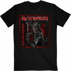 Famous Rock Shop Iron Maiden Senjutsu Cover Distressed Red Unisex Tee
