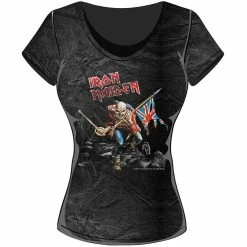 Famous Rock Shop Iron Maiden Trooper Girls Tee Acid Wash