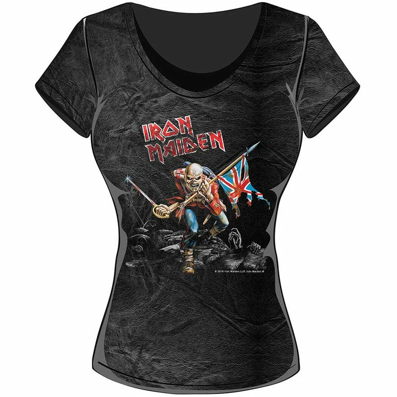 Famous Rock Shop Iron Maiden Trooper Girls Tee Acid Wash 3 Famous Rock Shop Iron Maiden Trooper Girls Tee Acid Wash