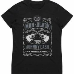 Famous Rock Shop Johnny Cash - American Rebel Black Ladies Tee