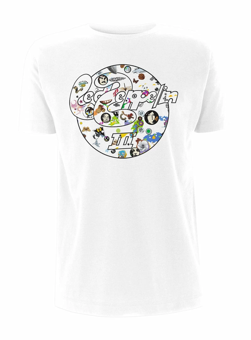 Famous Rock Shop Led Zeppelin III Circle White Unisex Tee T-Shirt.