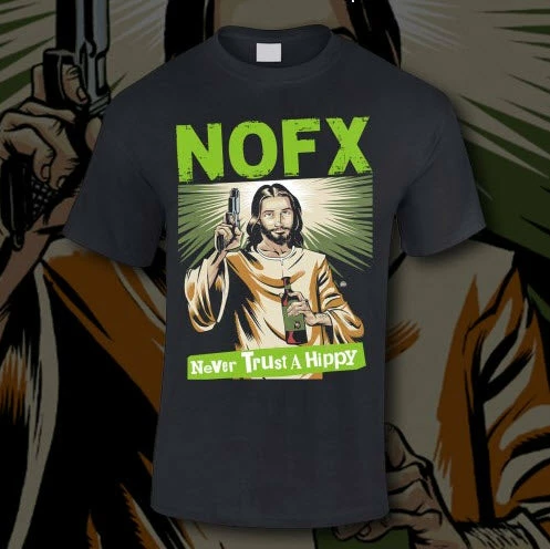 Famous Rock Shop NOFX Never Trust A Hippy Black T-Shirt