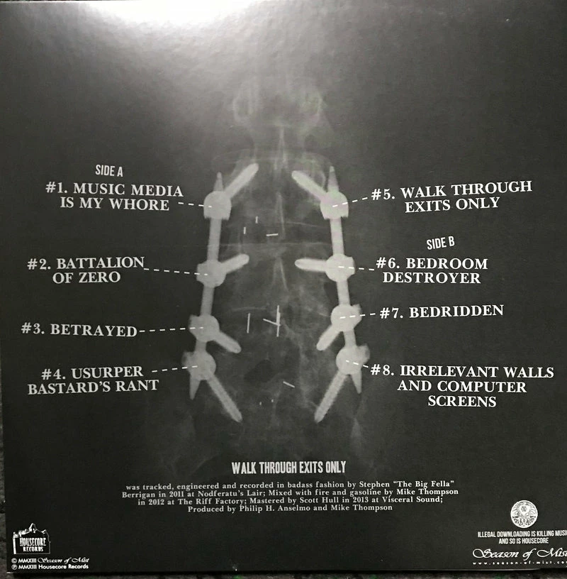 Famous Rock Shop Vinyl Records Philip H. Anselmo & The Illegals Walk Through Exits Only - Image 2