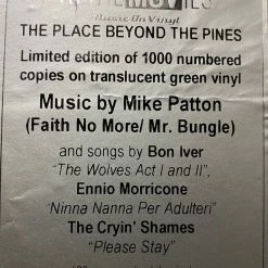 Famous Rock Shop Soundtrack Patton Place Beyond The Pines Limited Translucent Vinyl LP -Famous Rock Shop image 2ab77719 ea4d 4273 9257 0647d594286e 800x