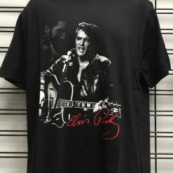 Famous Rock Shop Elvis B&W Guitar Unisex Tee T-Shirt